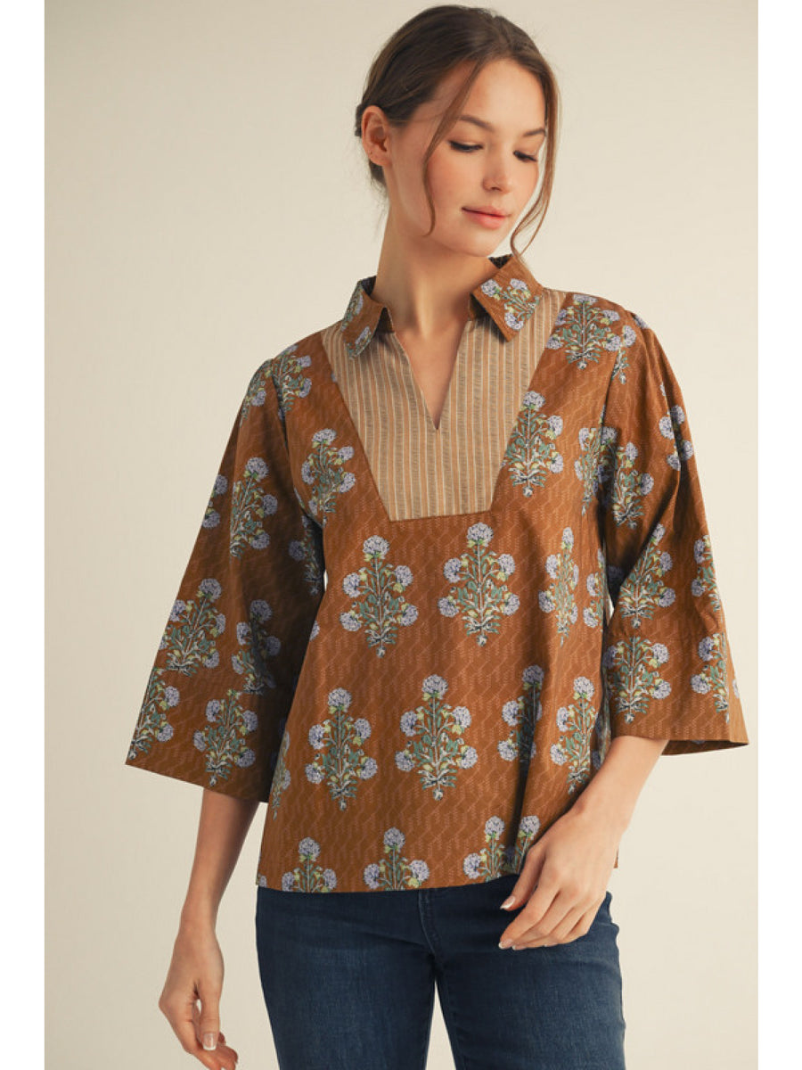 Floral 3/4 Sleeve Top