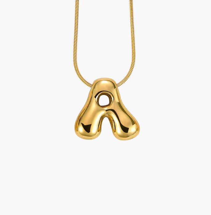 Initial Bubble Letter Necklace