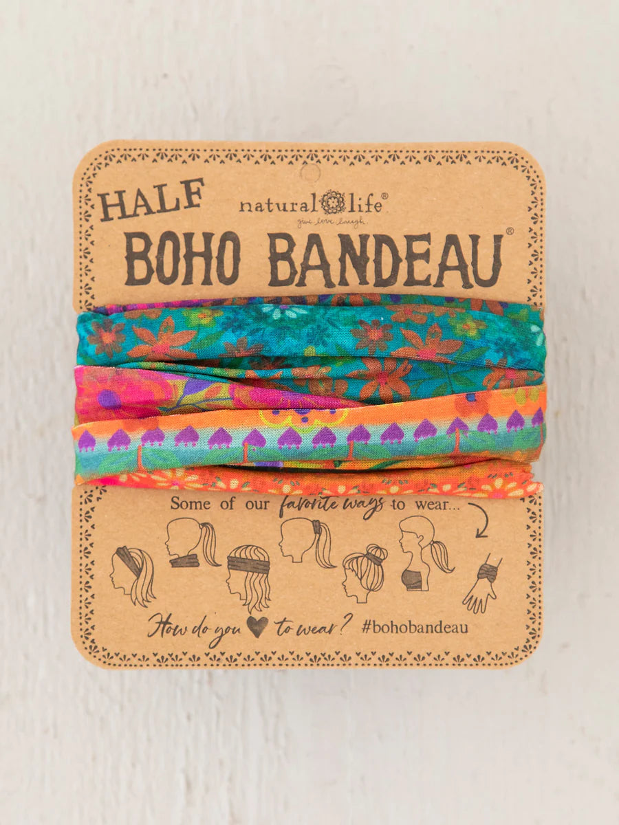 Boho Bandeau Headband, Half - Bright Border