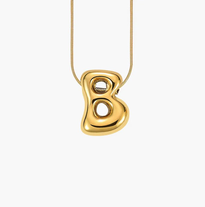 Initial Bubble Letter Necklace