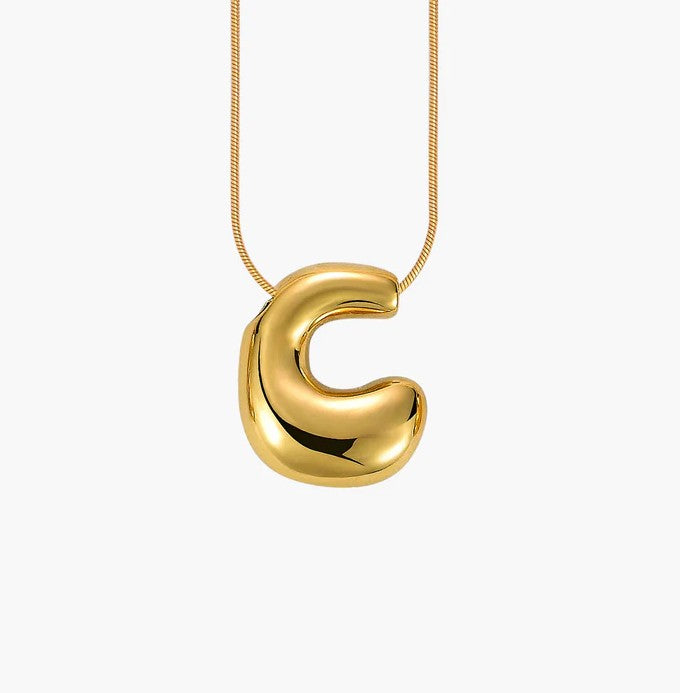 Initial Bubble Letter Necklace
