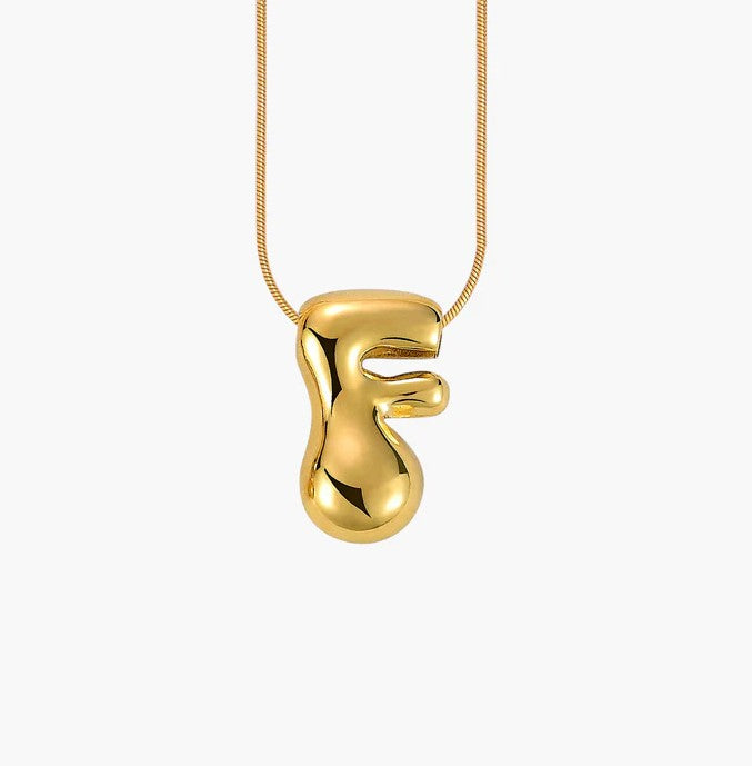 Initial Bubble Letter Necklace