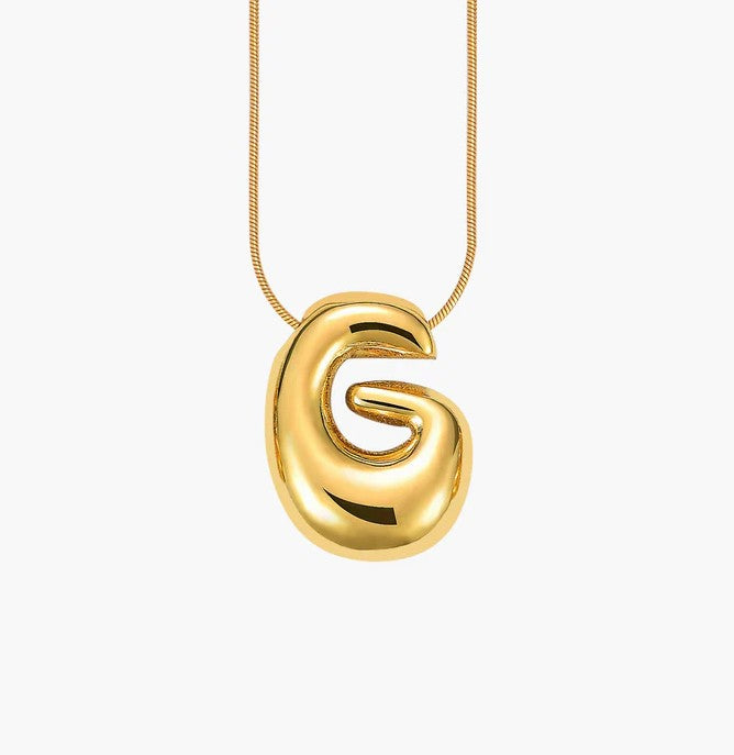 Initial Bubble Letter Necklace