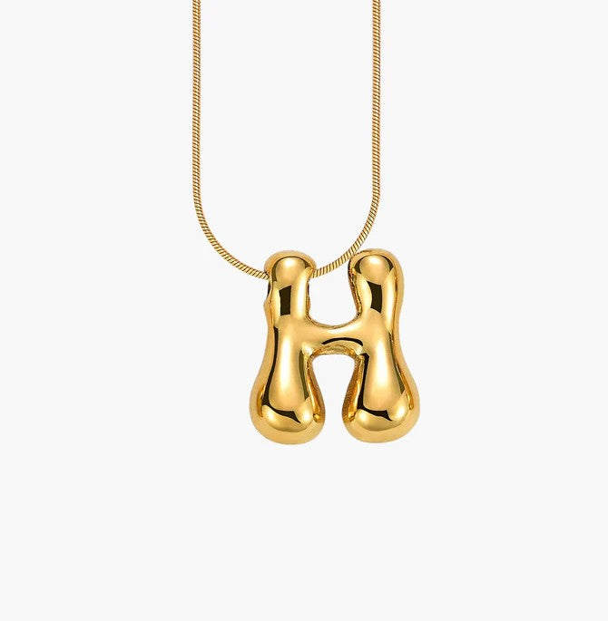 Initial Bubble Letter Necklace