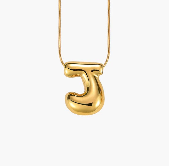 Initial Bubble Letter Necklace
