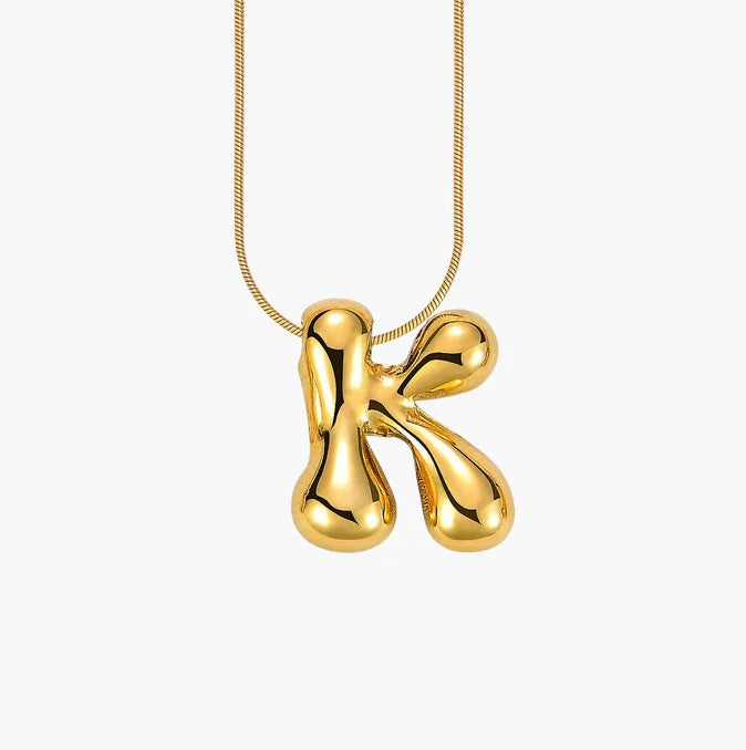 Initial Bubble Letter Necklace