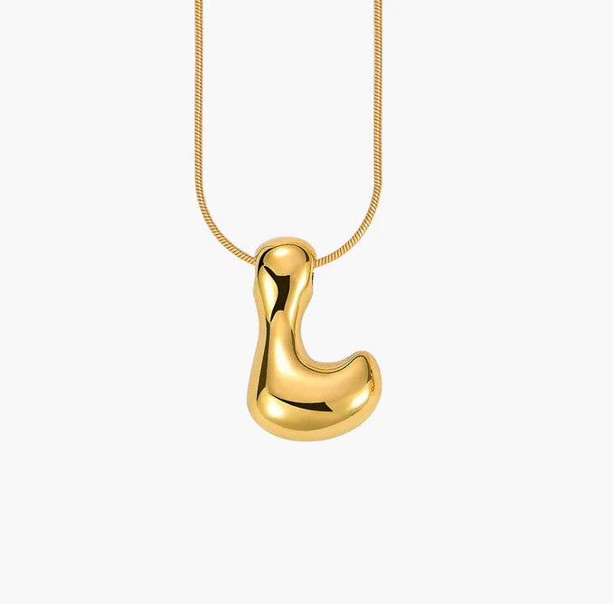 Initial Bubble Letter Necklace