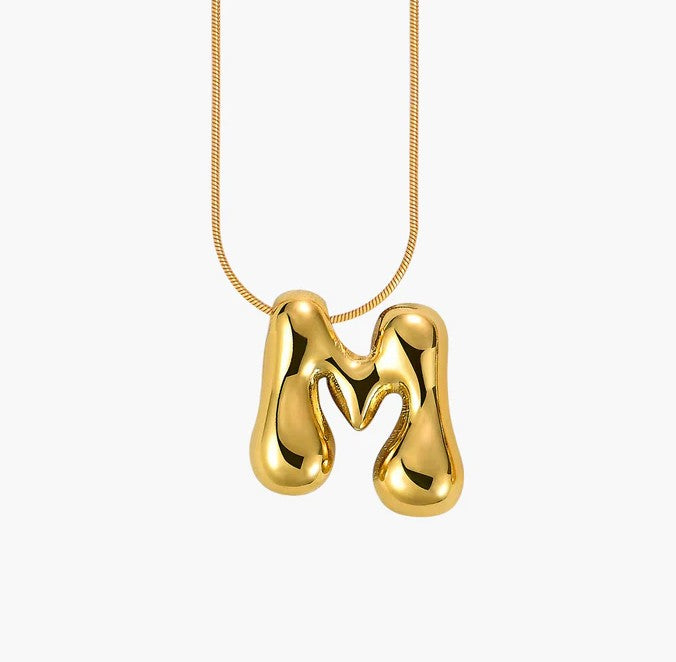 Initial Bubble Letter Necklace