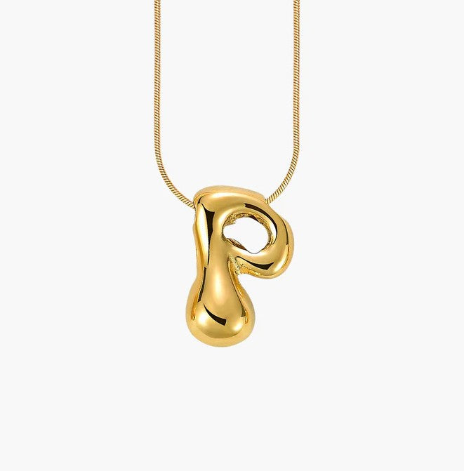 Initial Bubble Letter Necklace