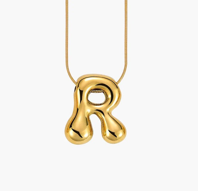 Initial Bubble Letter Necklace
