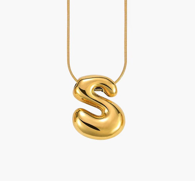 Initial Bubble Letter Necklace