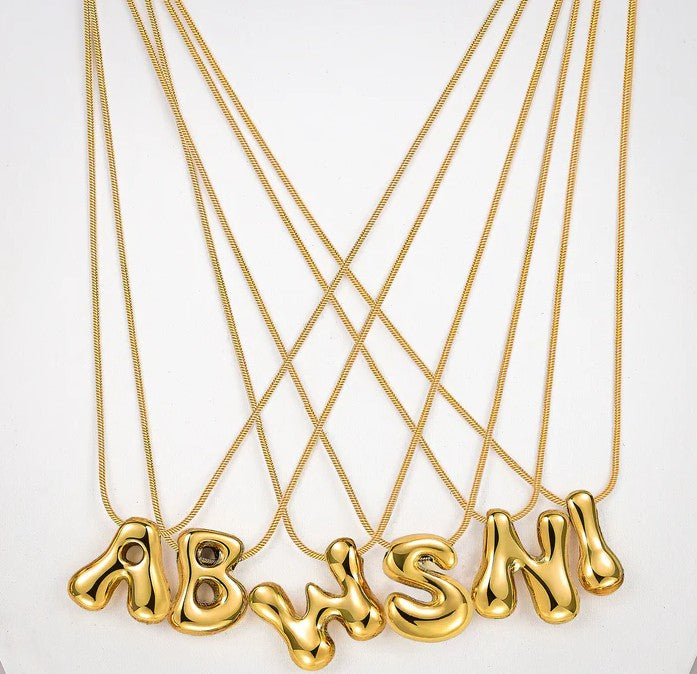 Initial Bubble Letter Necklace