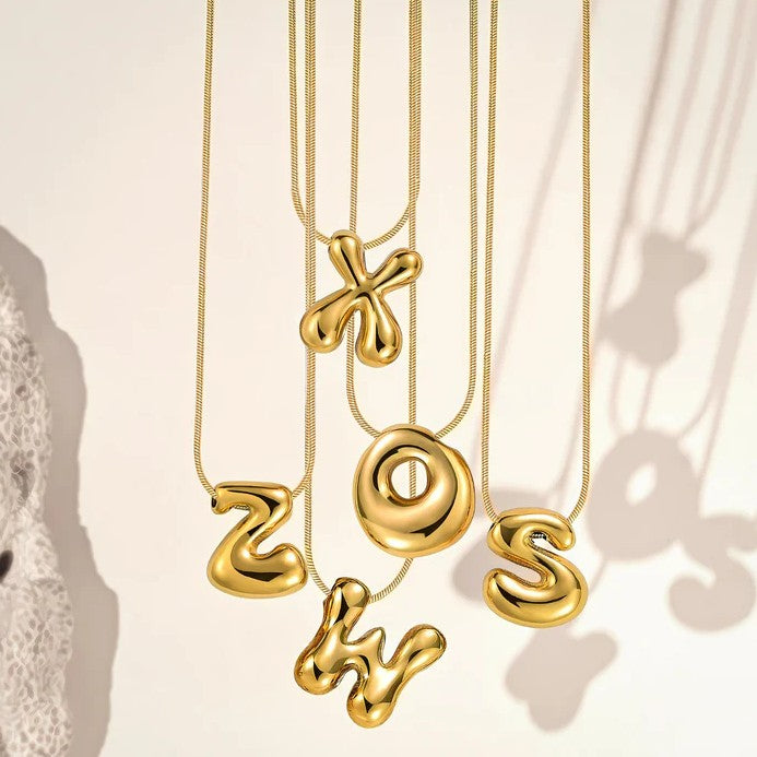 Initial Bubble Letter Necklace