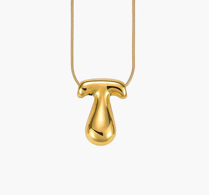 Initial Bubble Letter Necklace
