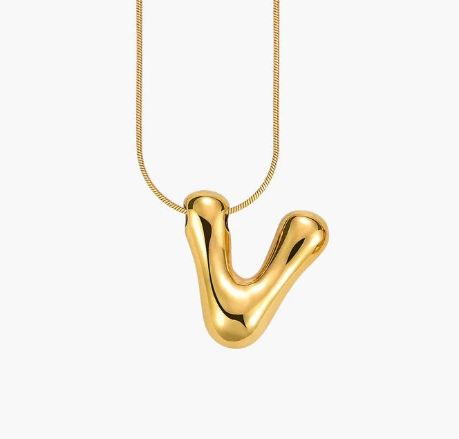 Initial Bubble Letter Necklace