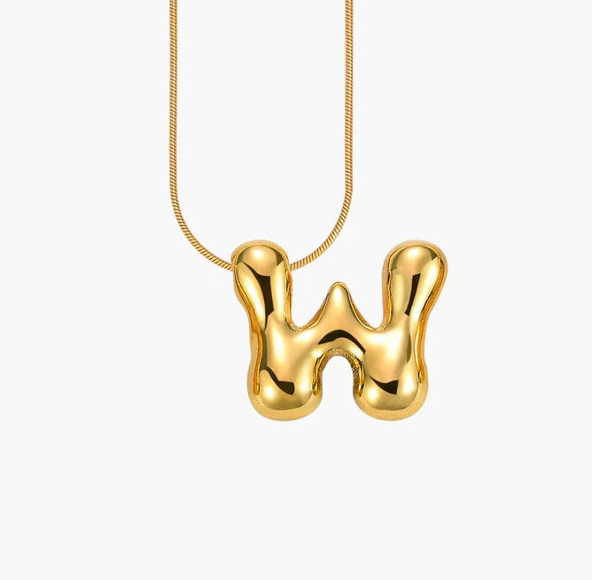 Initial Bubble Letter Necklace