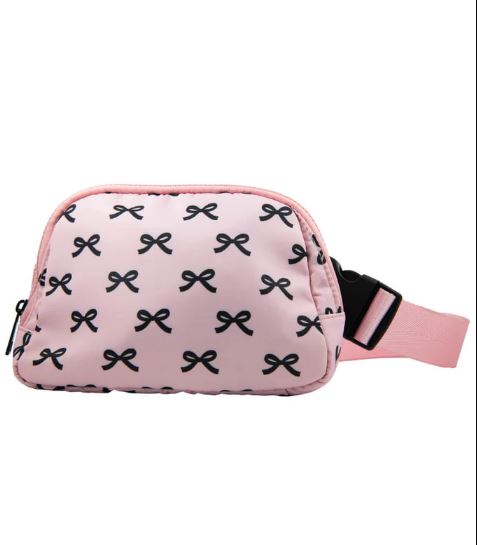 Black & Pink Mini Coquette Bows Belt Bag