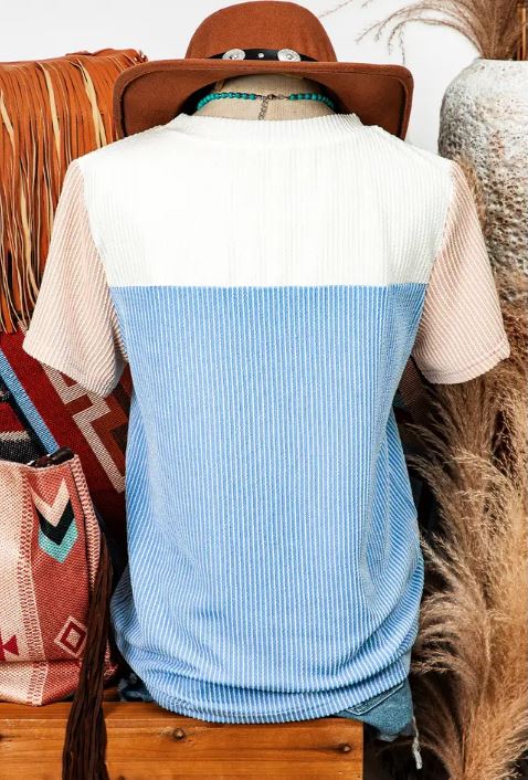 Colorblock Rib Textured T-Shirt