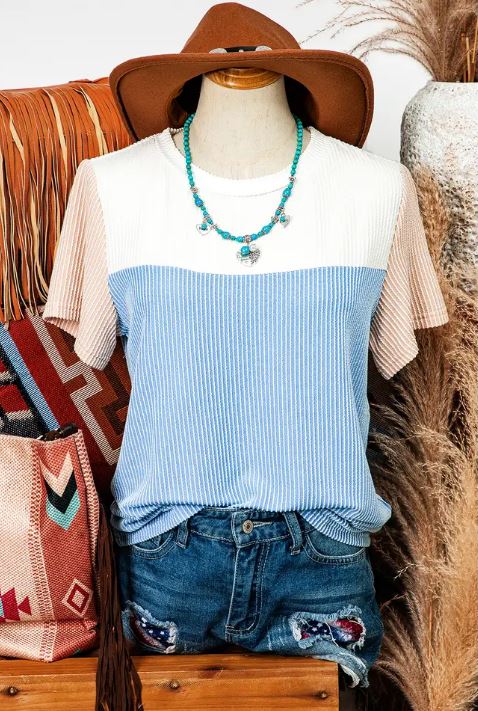 Colorblock Rib Textured T-Shirt