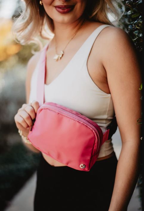 Rose Pink Solid Belt Bag