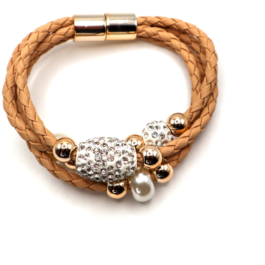 Brown Bling Wrap Bracelet with Magnetic Clasp