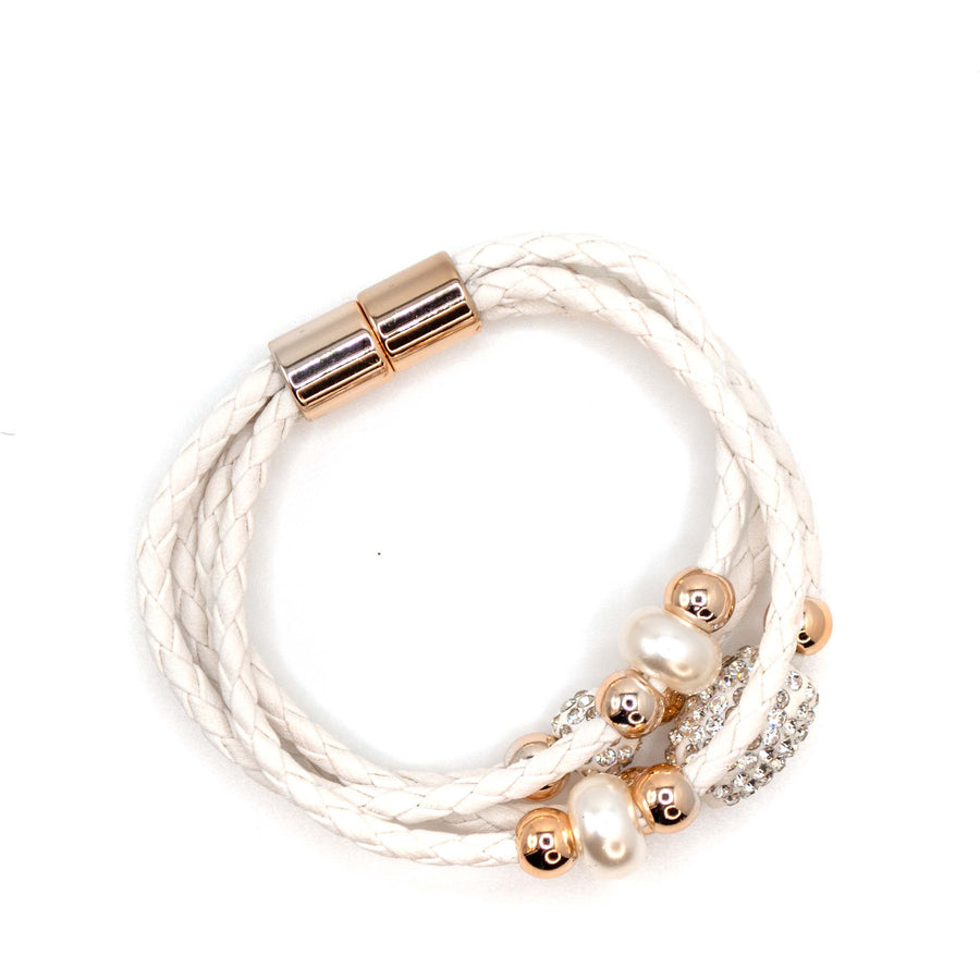 White Bling Wrap Bracelet with Magnetic Clasp