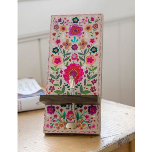 Floral Wooden Phone Stand